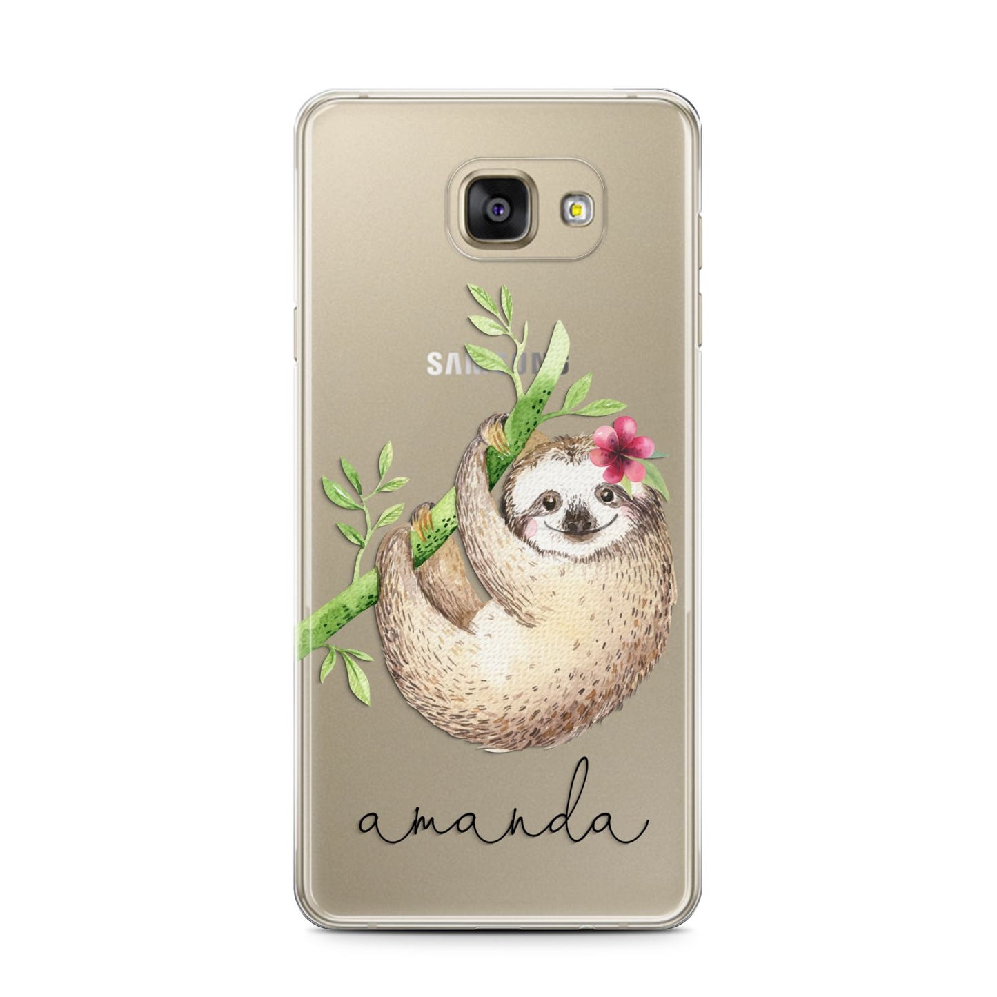 Personalised Sloth Samsung Galaxy A7 2016 Case on gold phone