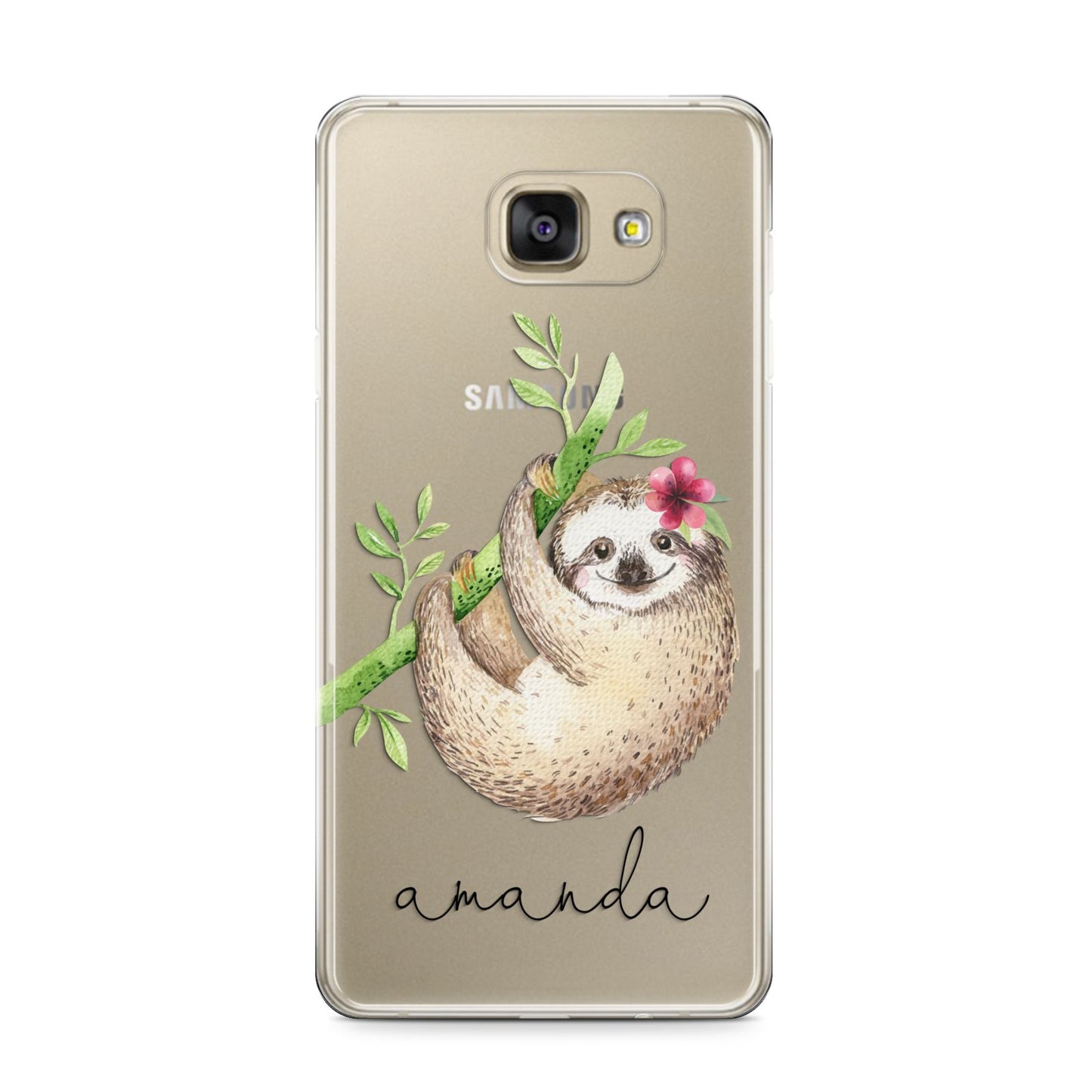 Personalised Sloth Samsung Galaxy A9 2016 Case on gold phone