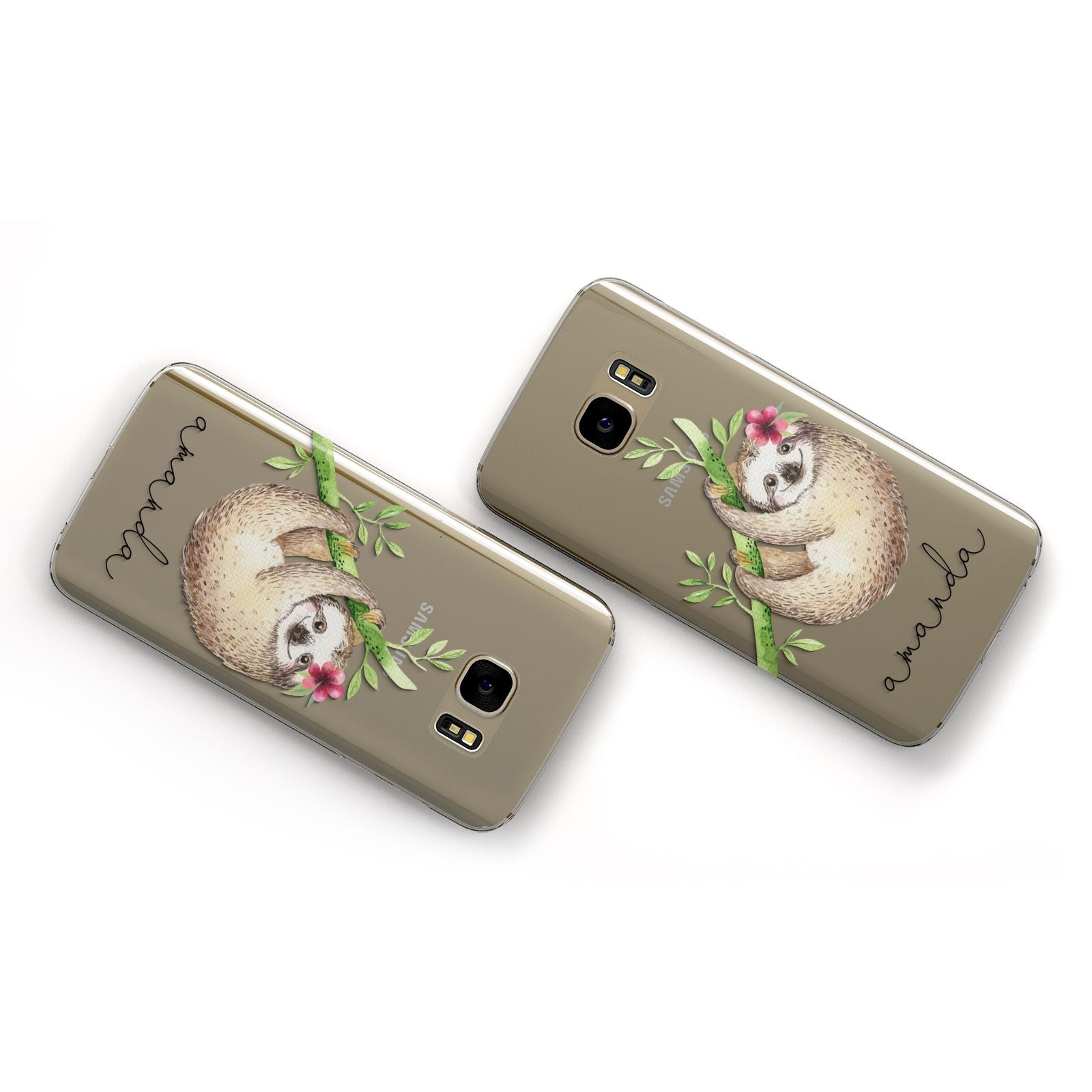 Personalised Sloth Samsung Galaxy Case Flat Overview