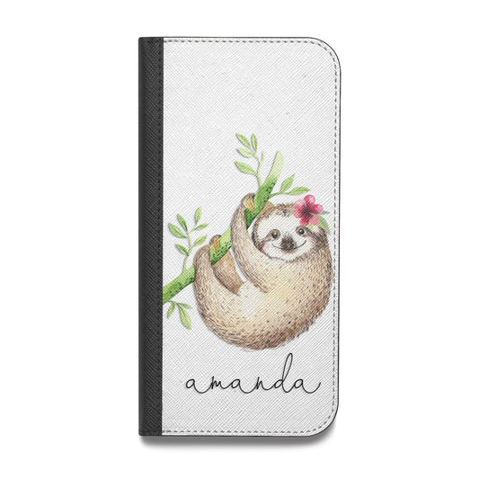 Personalised Sloth Vegan Leather Flip Samsung Case