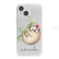 Personalised Sloth iPhone 13 Mini Clear Bumper Case