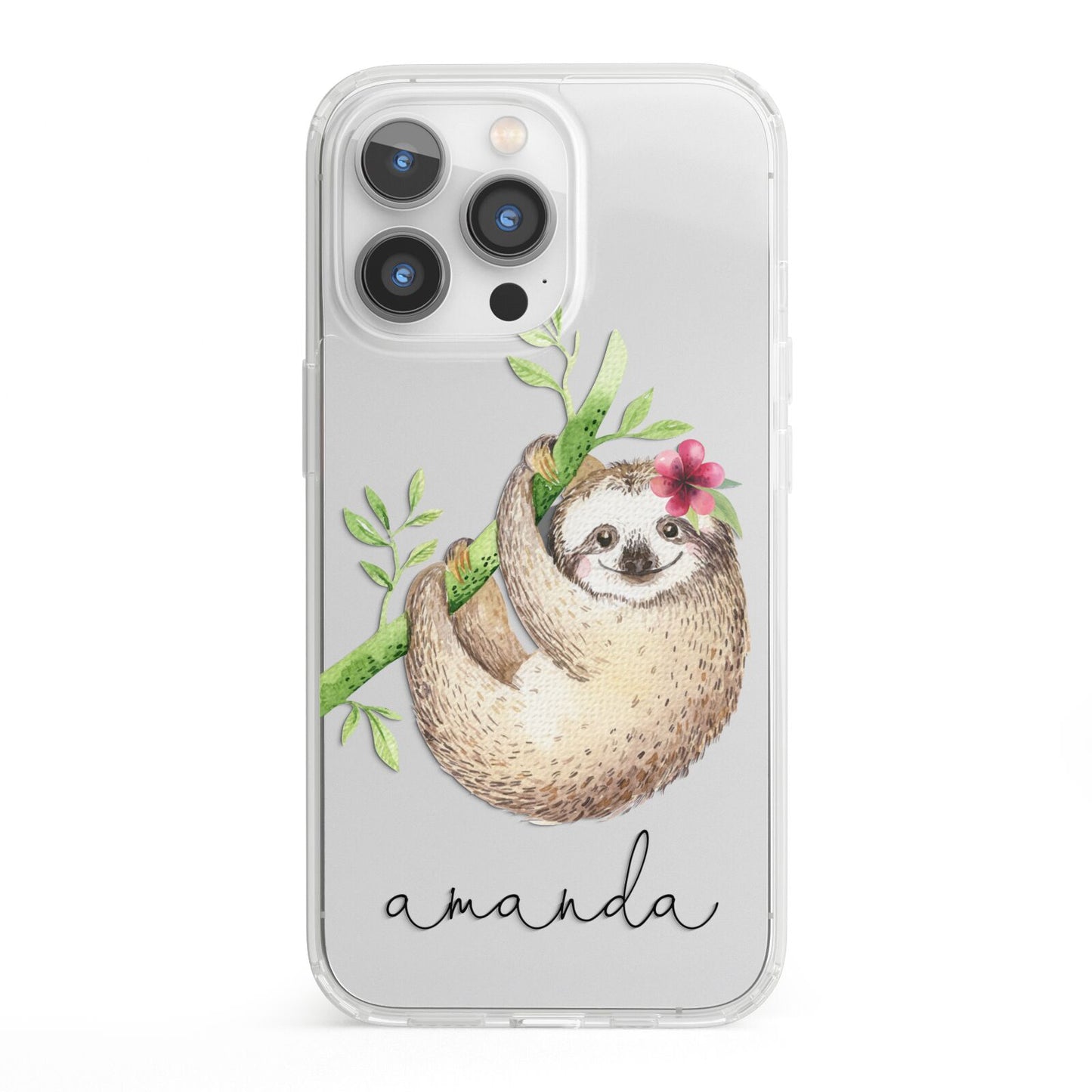 Personalised Sloth iPhone 13 Pro Clear Bumper Case