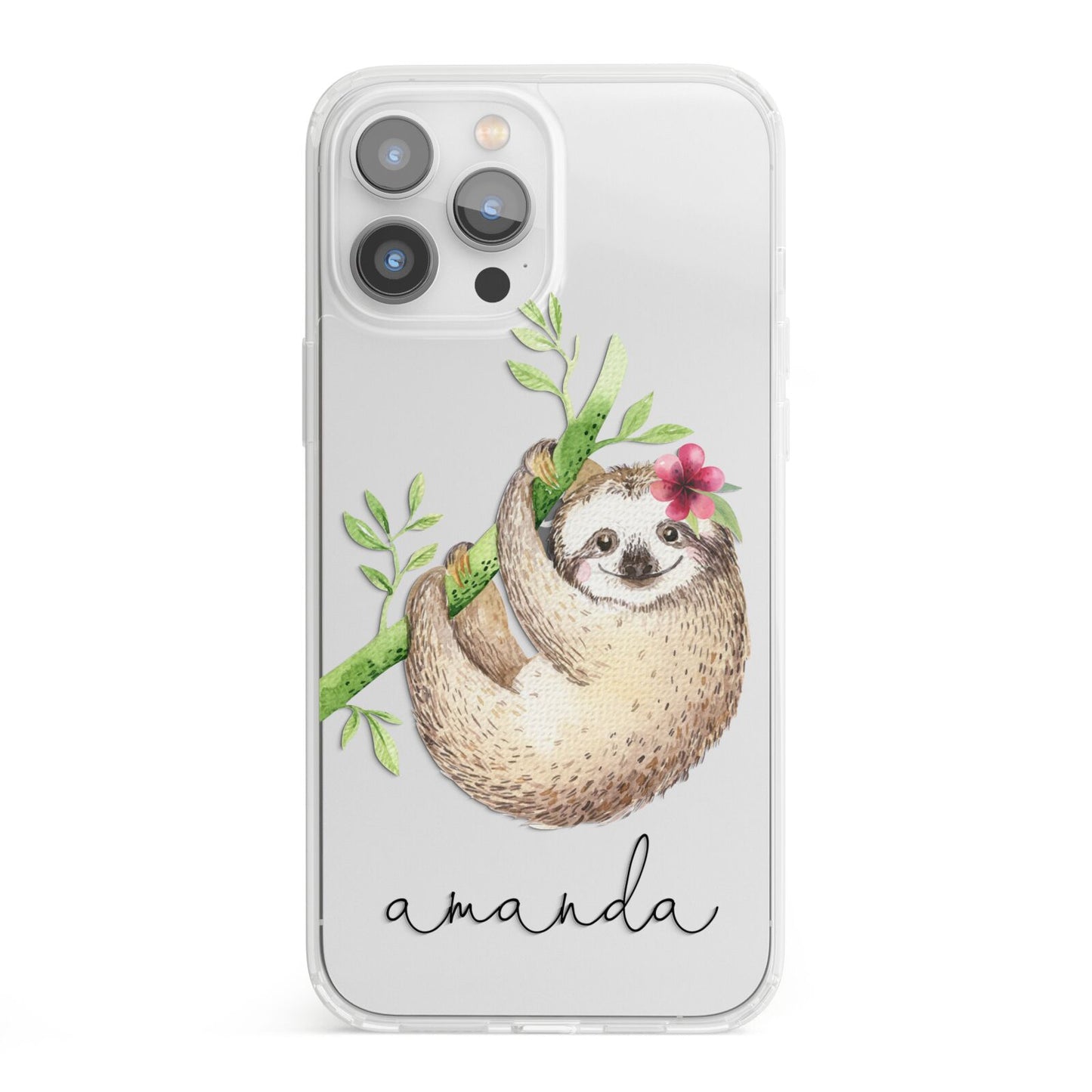 Personalised Sloth iPhone 13 Pro Max Clear Bumper Case