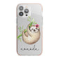 Personalised Sloth iPhone 13 Pro Max TPU Impact Case with Pink Edges