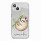 Personalised Sloth iPhone 13 TPU Impact Case with White Edges