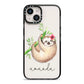 Personalised Sloth iPhone 14 Black Impact Case on Silver phone