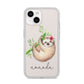Personalised Sloth iPhone 14 Clear Tough Case Starlight