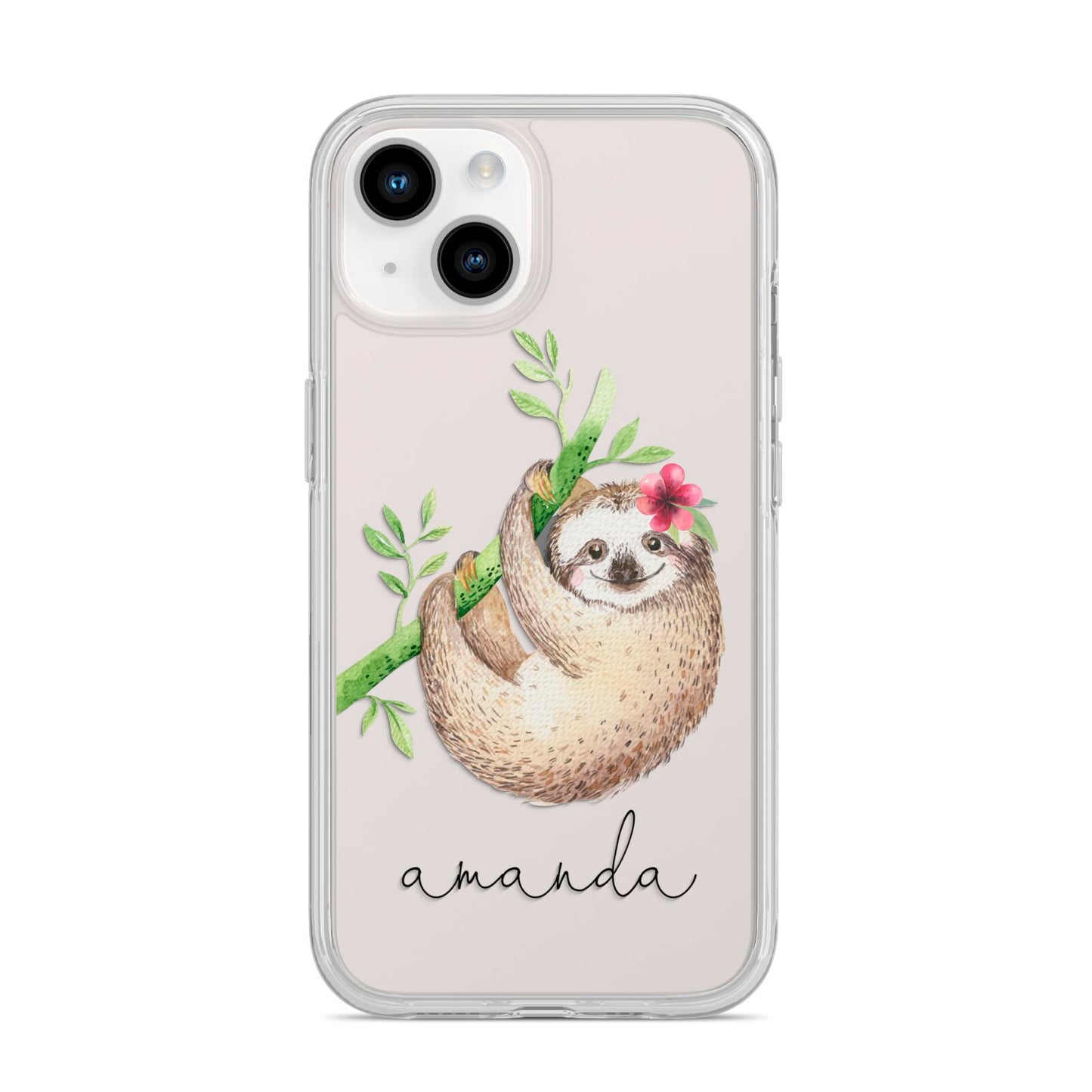 Personalised Sloth iPhone 14 Clear Tough Case Starlight