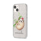 Personalised Sloth iPhone 14 Glitter Tough Case Starlight Angled Image
