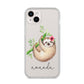 Personalised Sloth iPhone 14 Plus Clear Tough Case Starlight