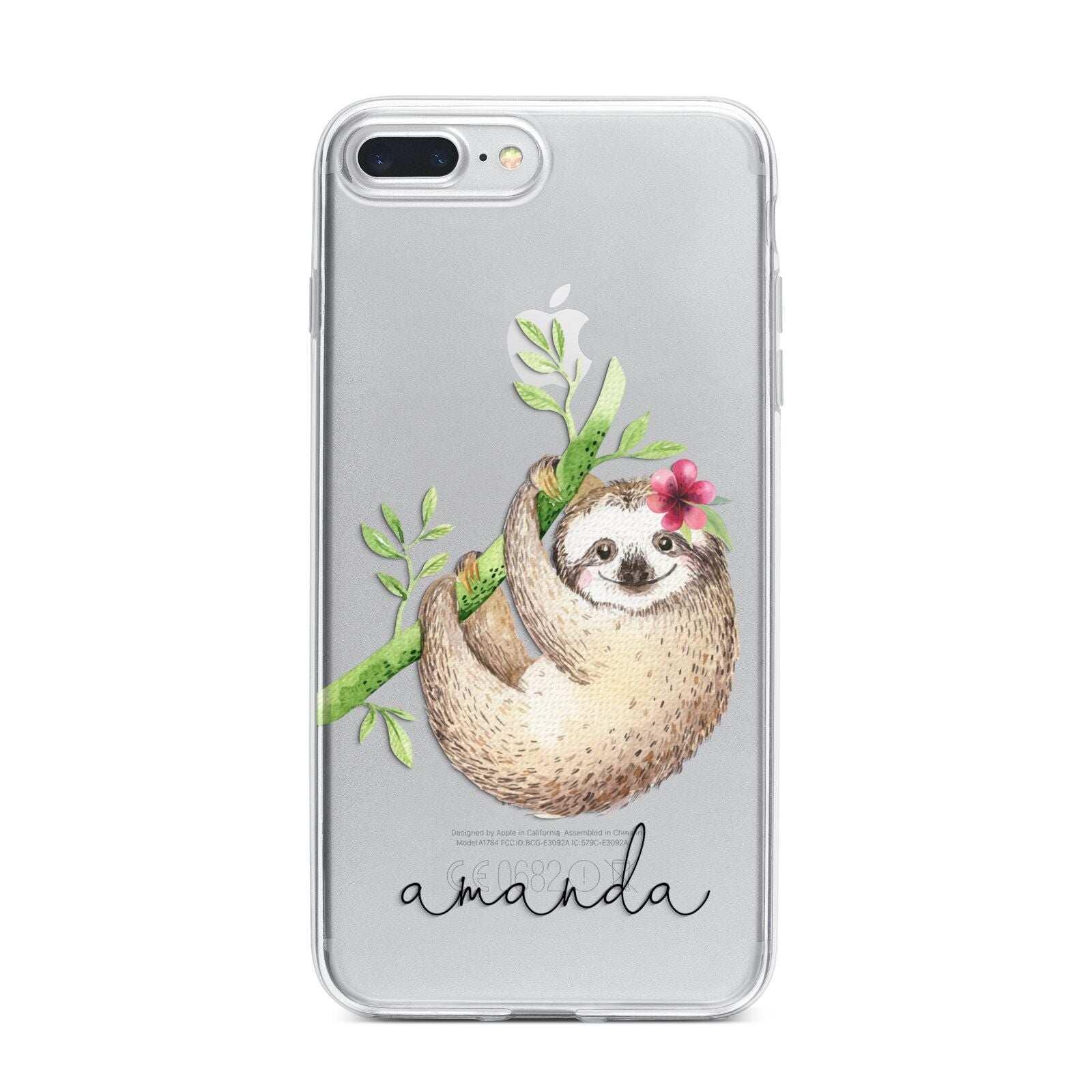 Personalised Sloth iPhone 7 Plus Bumper Case on Silver iPhone