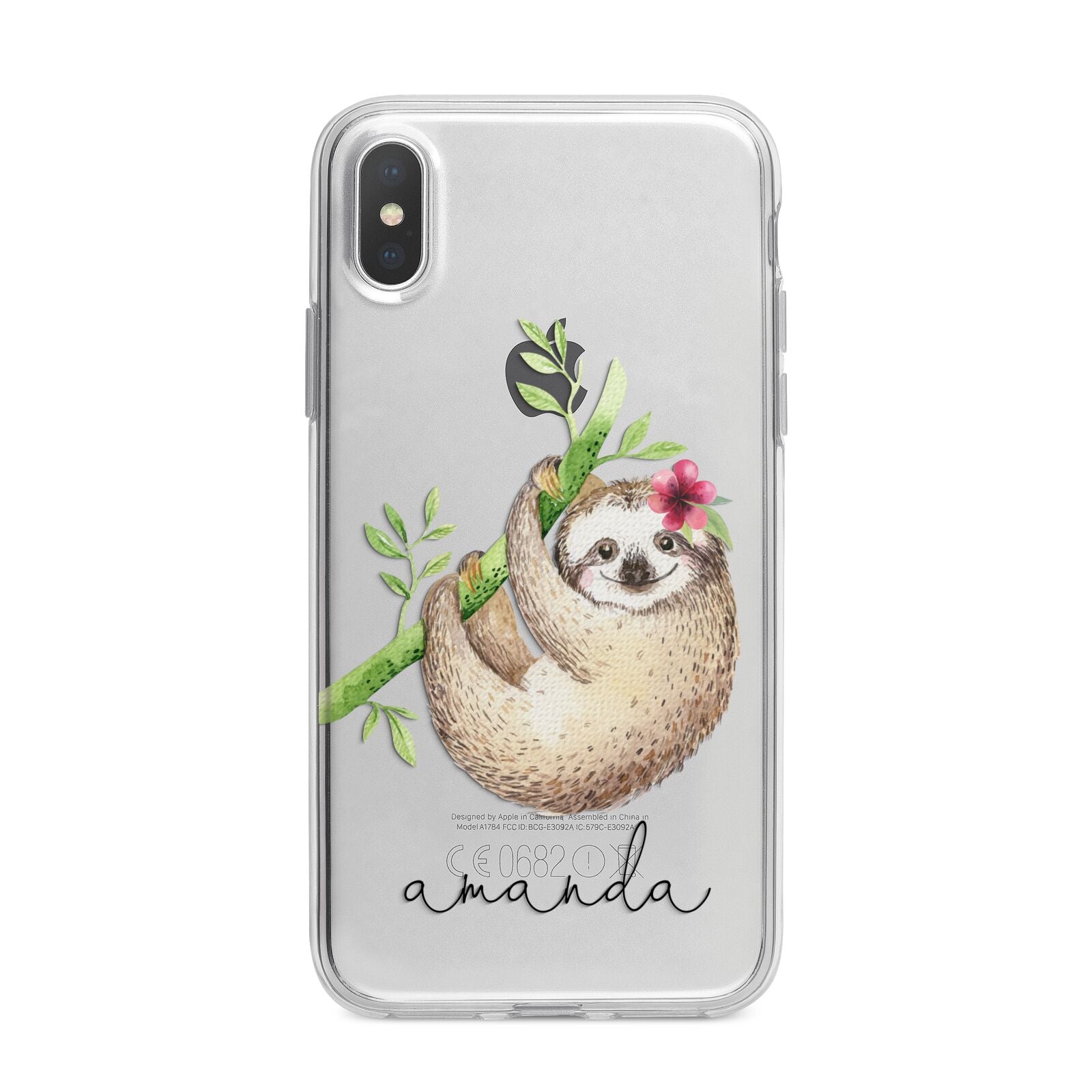 Personalised Sloth iPhone X Bumper Case on Silver iPhone Alternative Image 1