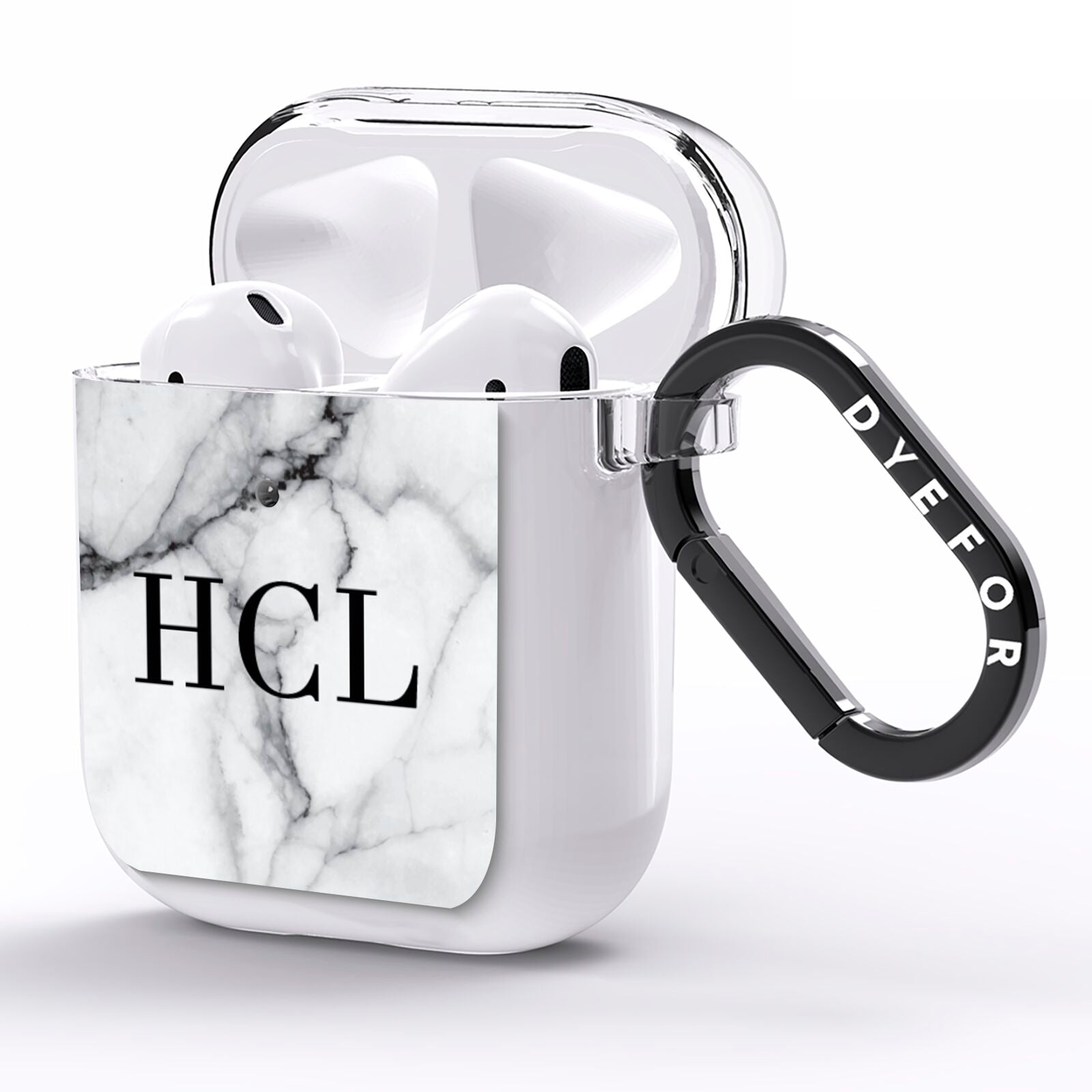 Personalised Small Marble Initials Custom AirPods Clear Case Side Image