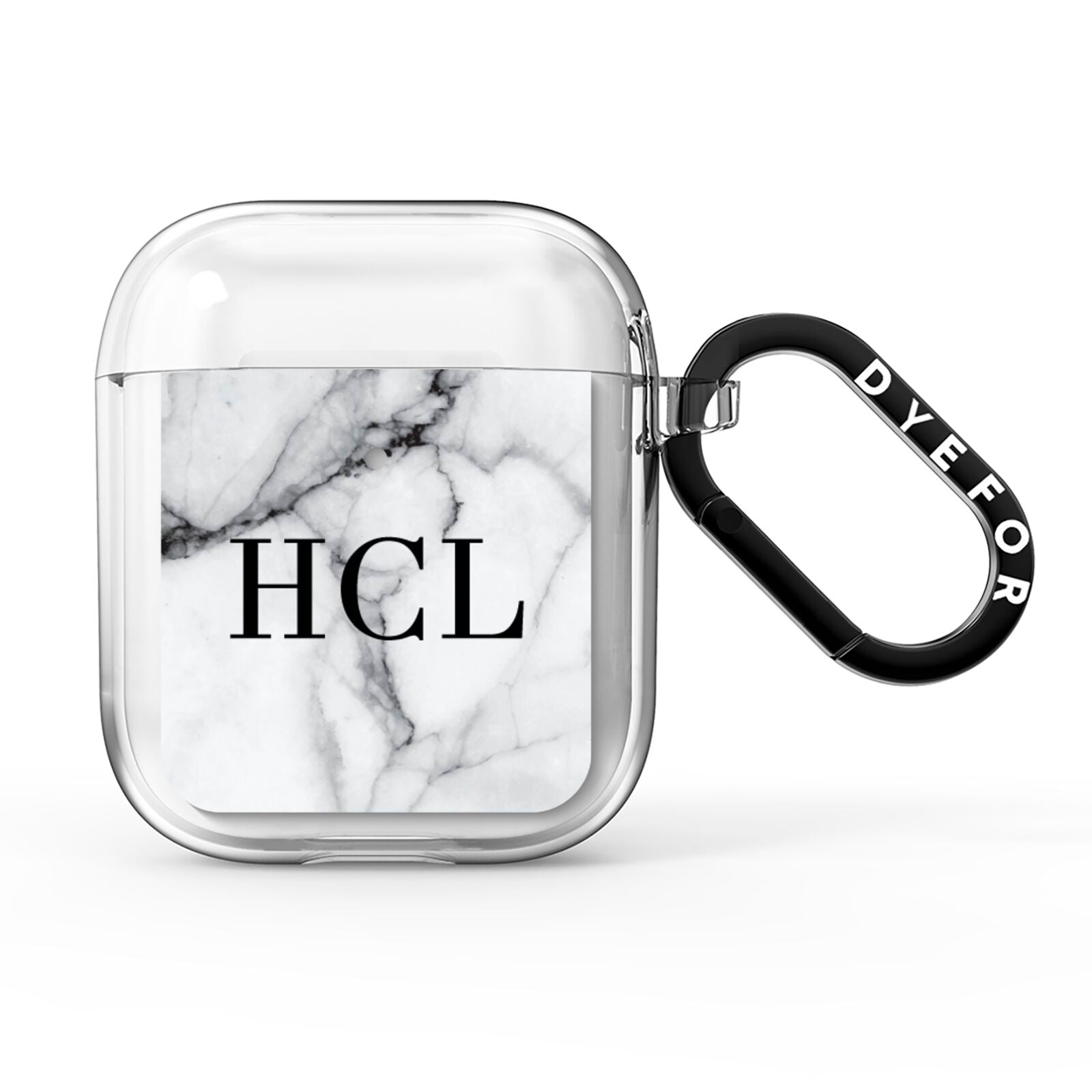Personalised Small Marble Initials Custom AirPods Clear Case