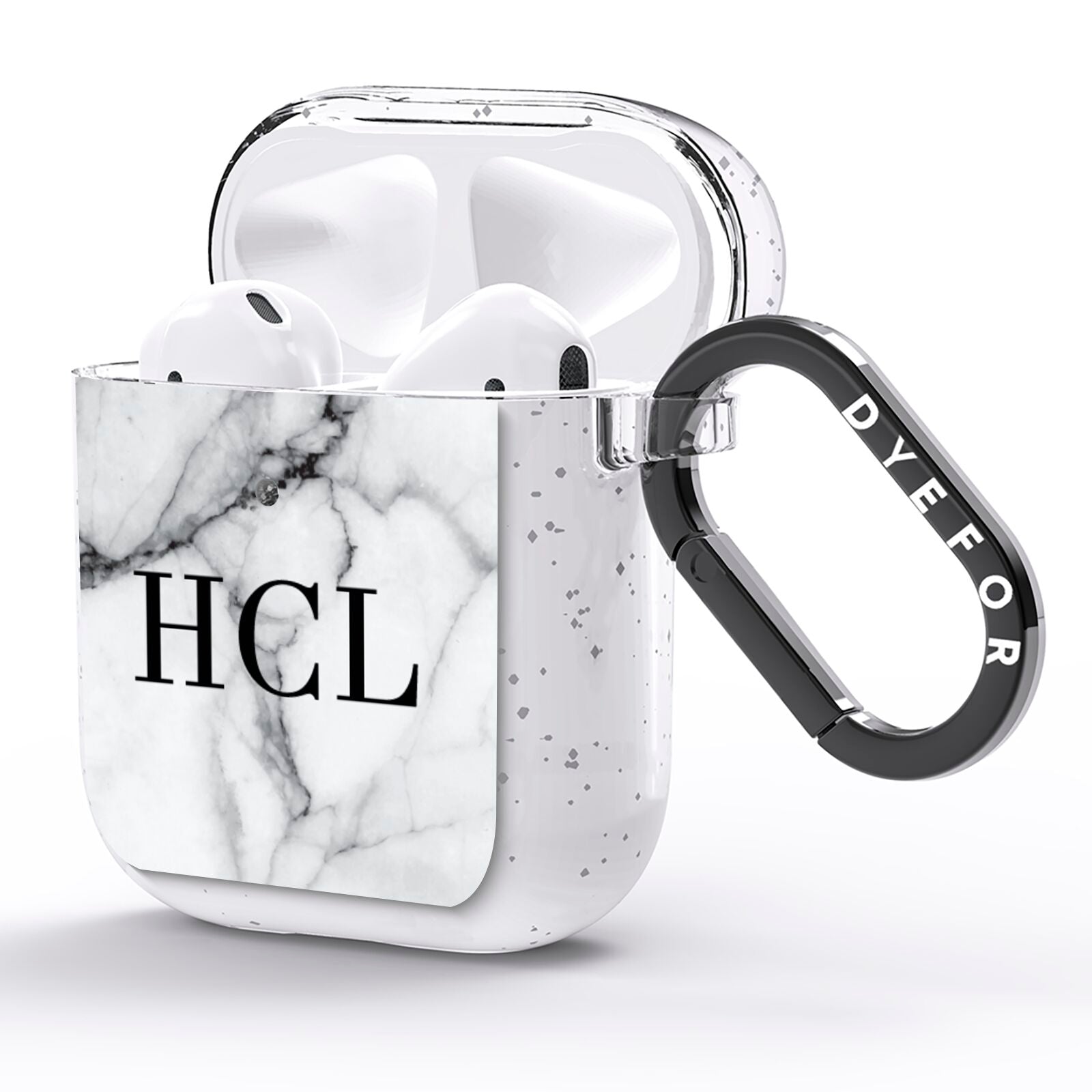 Personalised Small Marble Initials Custom AirPods Glitter Case Side Image