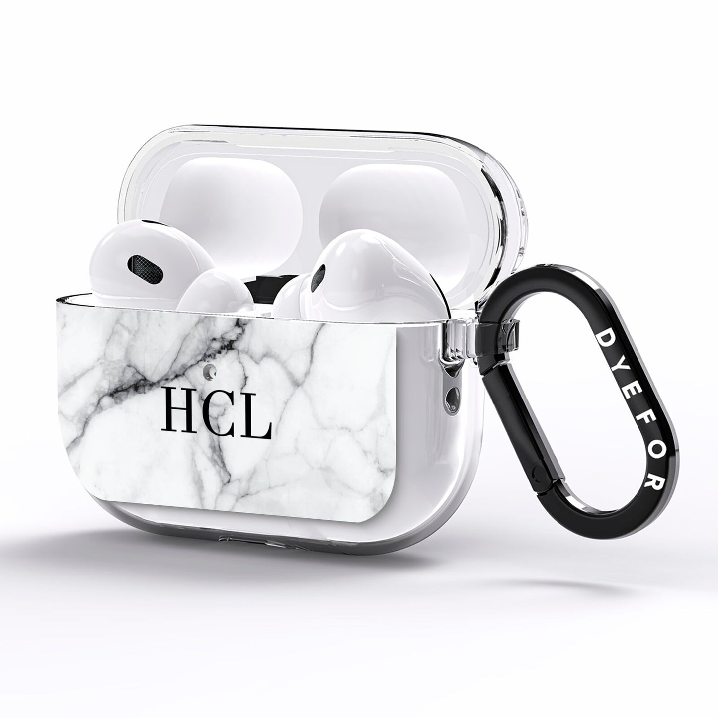 Personalised Small Marble Initials Custom AirPods Pro Clear Case Side Image