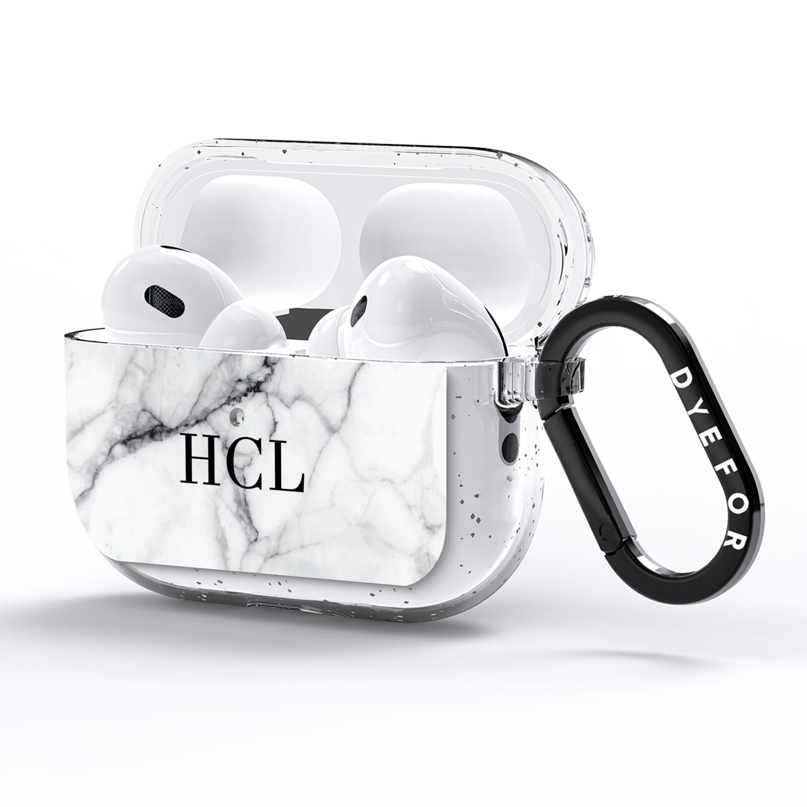 Personalised Small Marble Initials Custom AirPods Pro Glitter Case Side Image