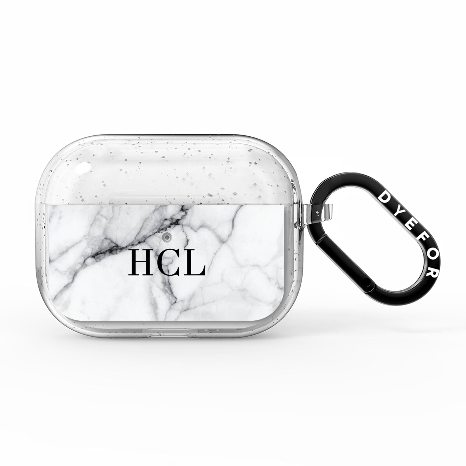 Personalised Small Marble Initials Custom AirPods Pro Glitter Case
