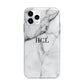 Personalised Small Marble Initials Custom Apple iPhone 11 Pro in Silver with Bumper Case