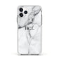 Personalised Small Marble Initials Custom Apple iPhone 11 Pro in Silver with White Impact Case