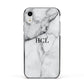Personalised Small Marble Initials Custom Apple iPhone XR Impact Case Black Edge on Silver Phone