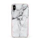 Personalised Small Marble Initials Custom Apple iPhone Xs Max Impact Case Pink Edge on Black Phone