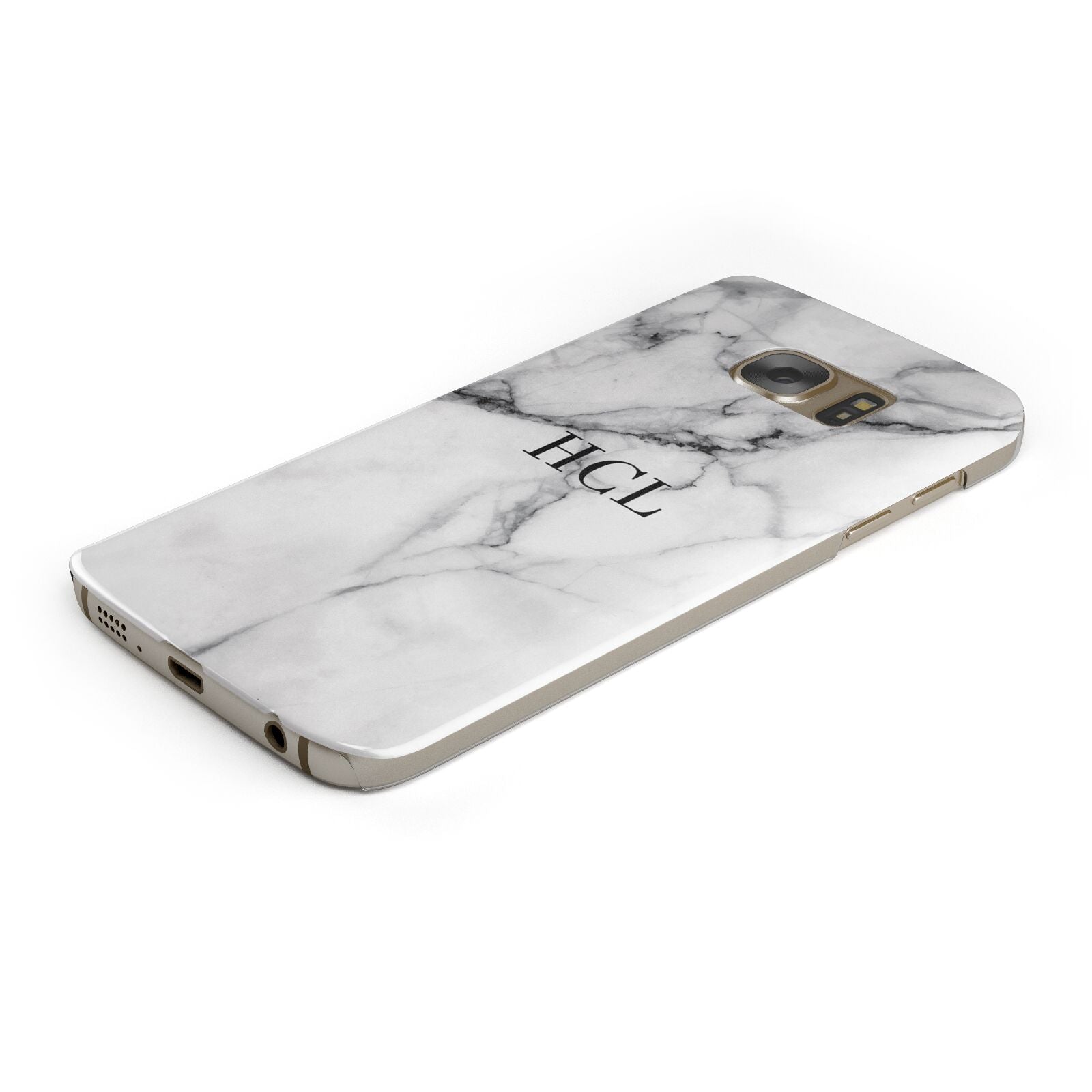 Personalised Small Marble Initials Custom Protective Samsung Galaxy Case Angled Image