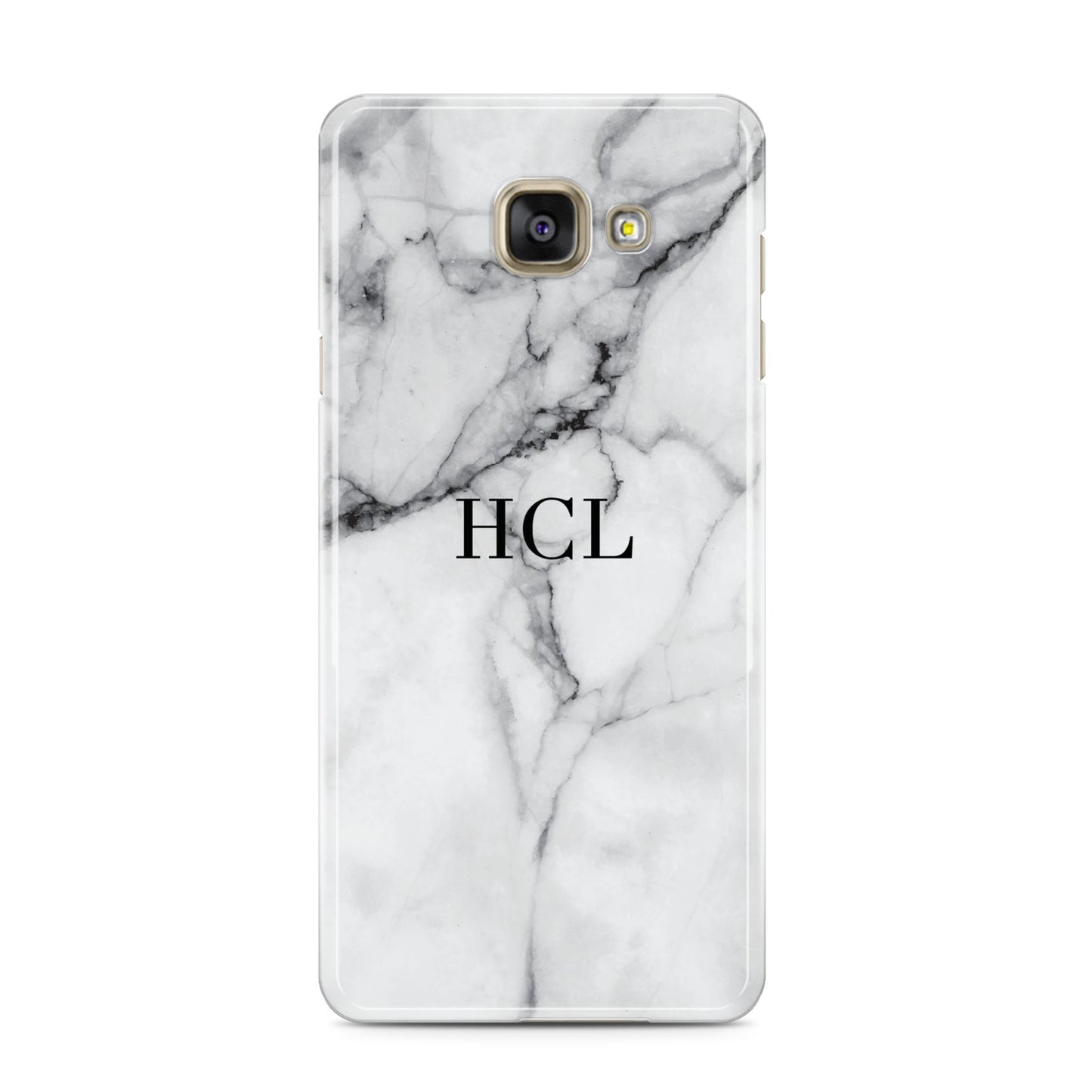Personalised Small Marble Initials Custom Samsung Galaxy A3 2016 Case on gold phone