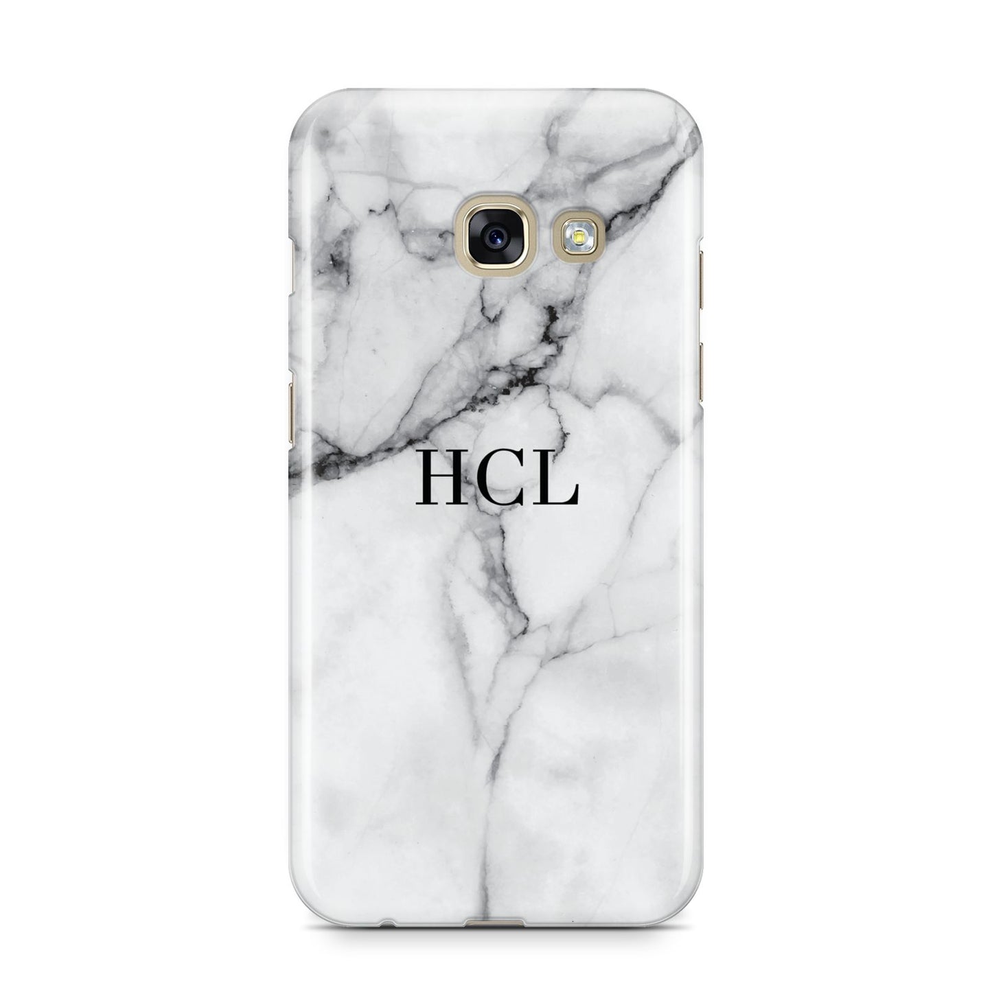 Personalised Small Marble Initials Custom Samsung Galaxy A3 2017 Case on gold phone