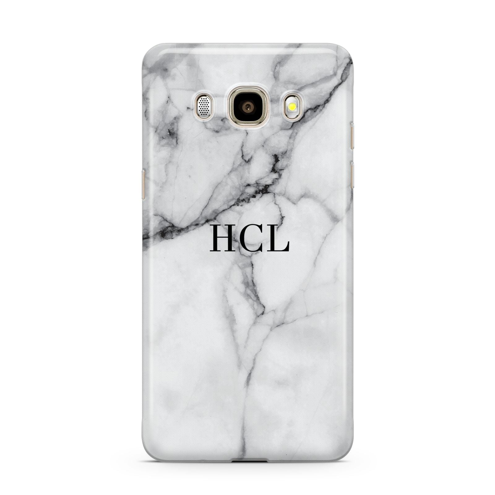 Personalised Small Marble Initials Custom Samsung Galaxy J7 2016 Case on gold phone