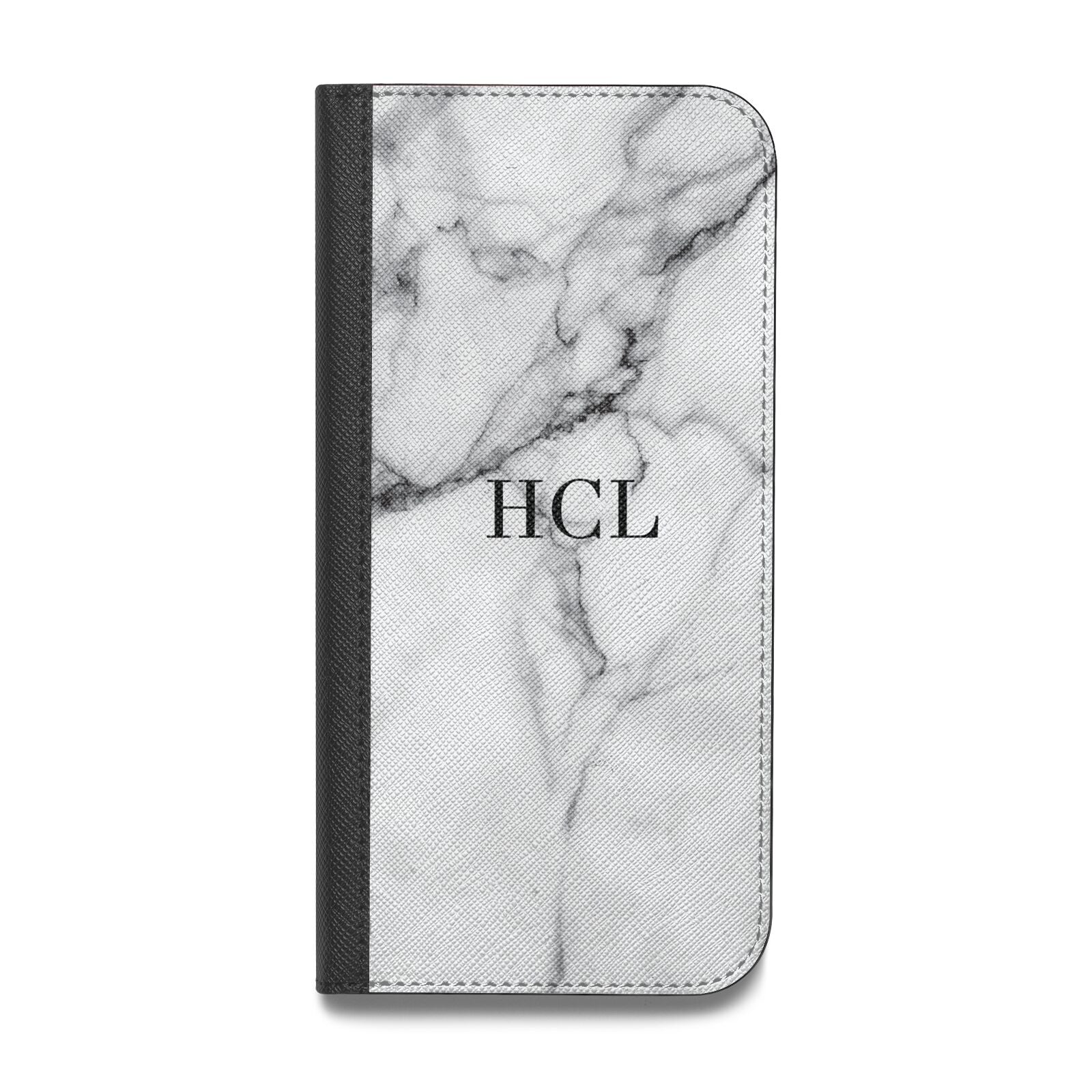 Personalised Small Marble Initials Custom Vegan Leather Flip Samsung Case