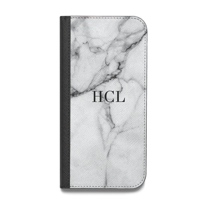 Personalised Small Marble Initials Custom Vegan Leather Flip Samsung Case