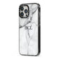 Personalised Small Marble Initials Custom iPhone 13 Pro Max Black Impact Case Side Angle on Silver phone