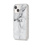 Personalised Small Marble Initials Custom iPhone 14 Glitter Tough Case Starlight Angled Image