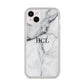 Personalised Small Marble Initials Custom iPhone 14 Plus Clear Tough Case Starlight