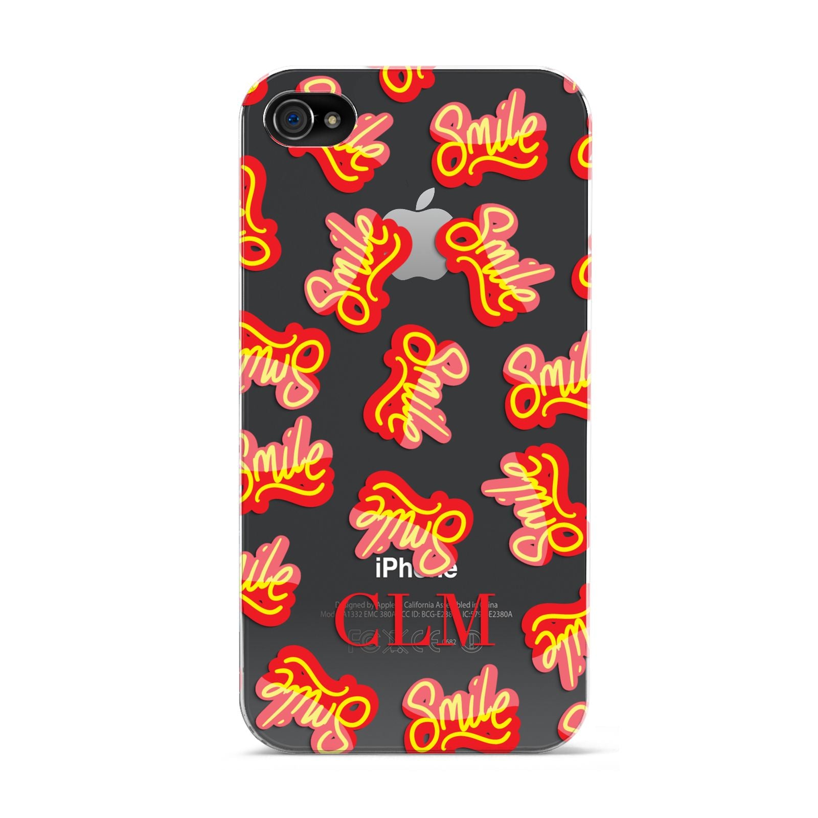 Personalised Smile Initials Clear Apple iPhone 4s Case