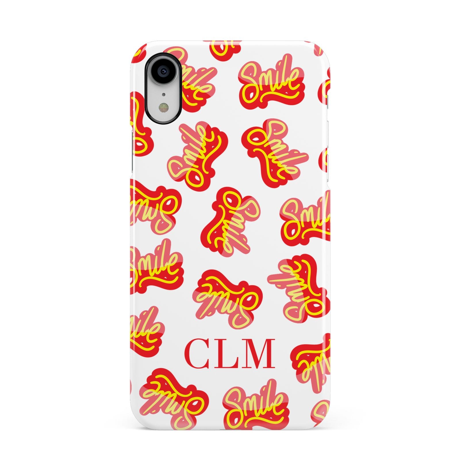 Personalised Smile Initials Clear Apple iPhone XR White 3D Snap Case