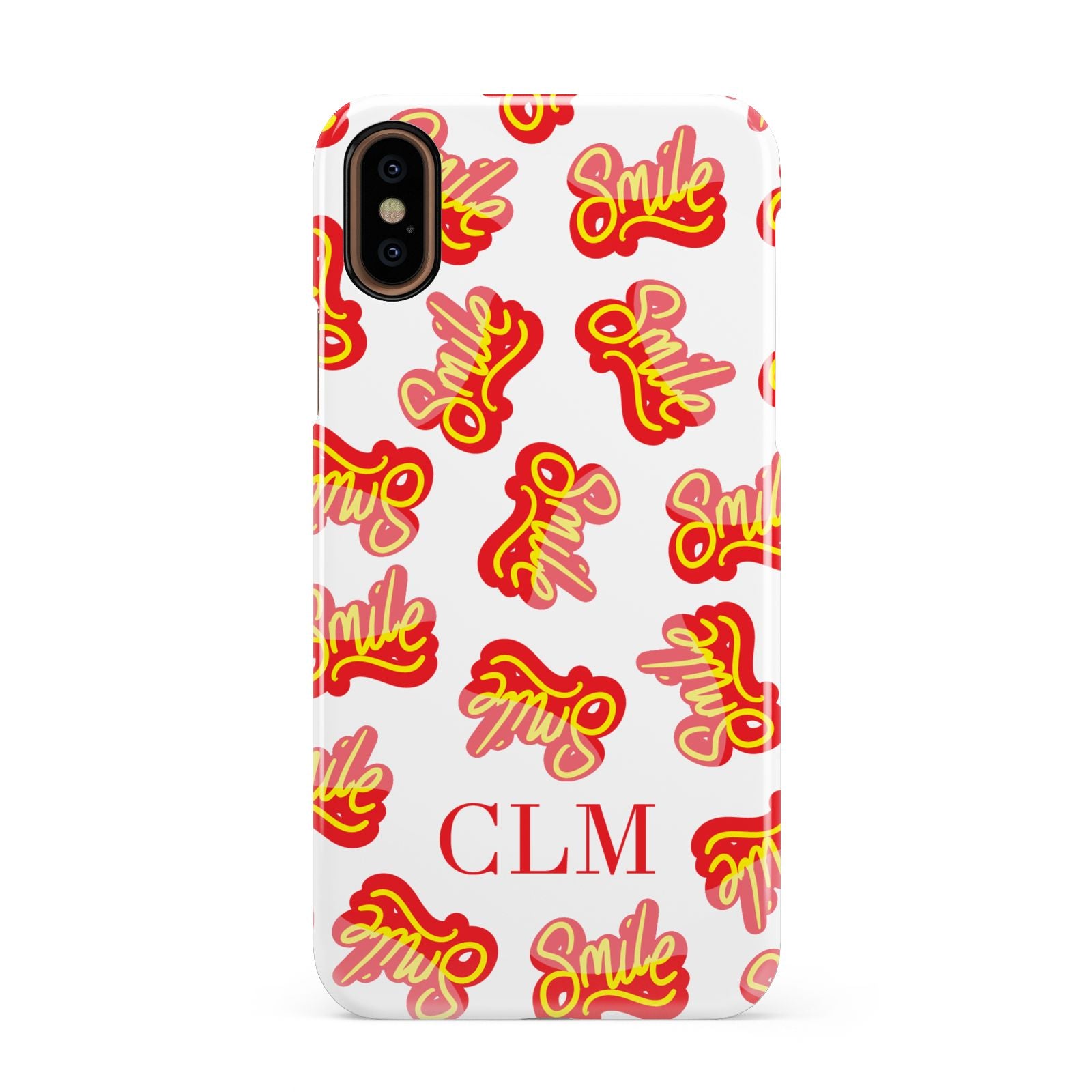 Personalised Smile Initials Clear Apple iPhone XS 3D Snap Case