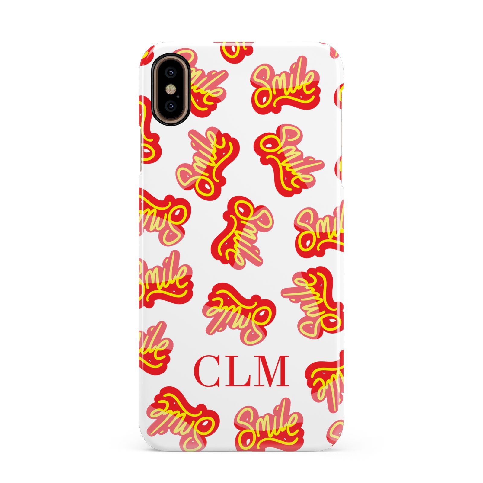 Personalised Smile Initials Clear Apple iPhone Xs Max 3D Snap Case