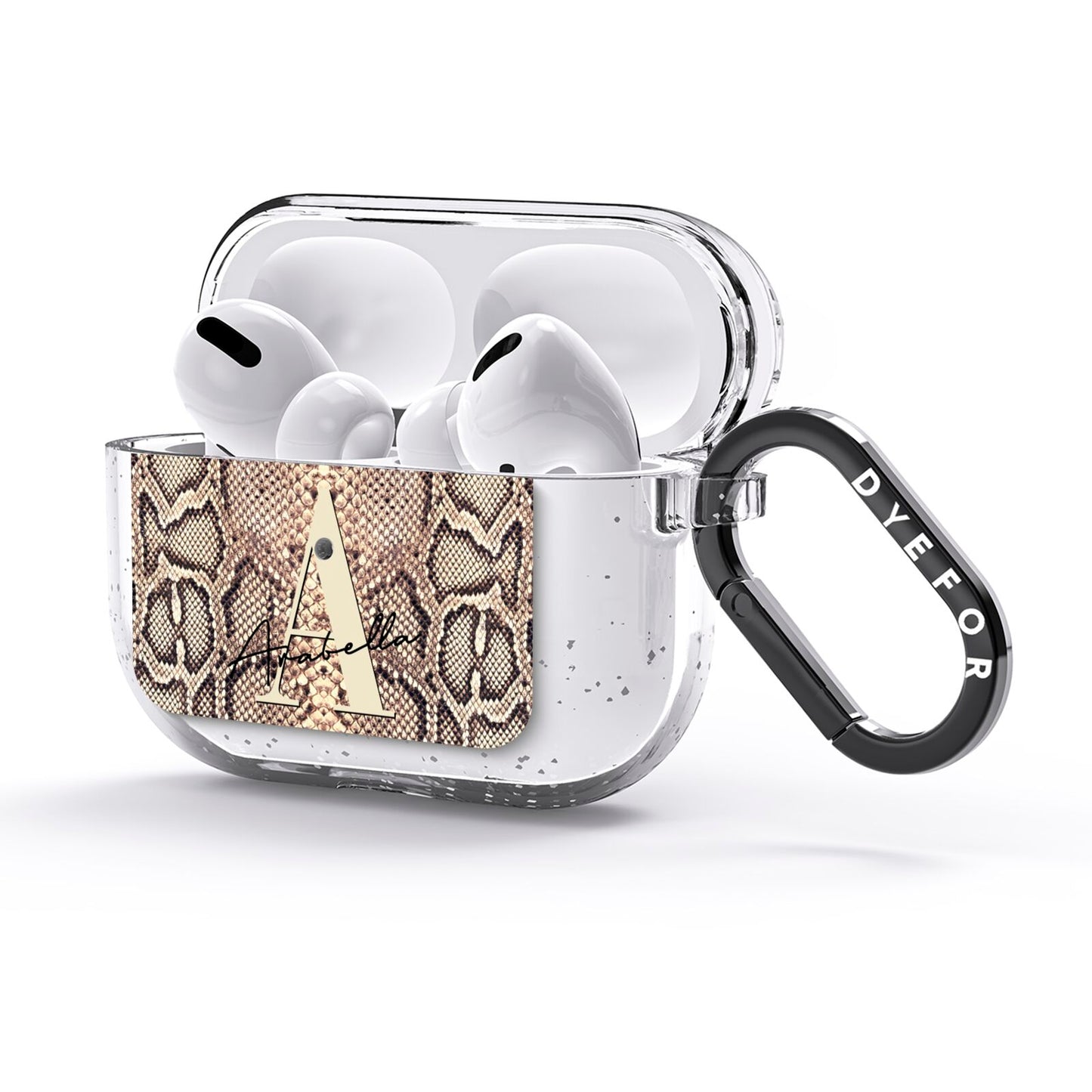 Personalised Snake Skin Effect AirPods Glitter Case 3rd Gen Side Image
