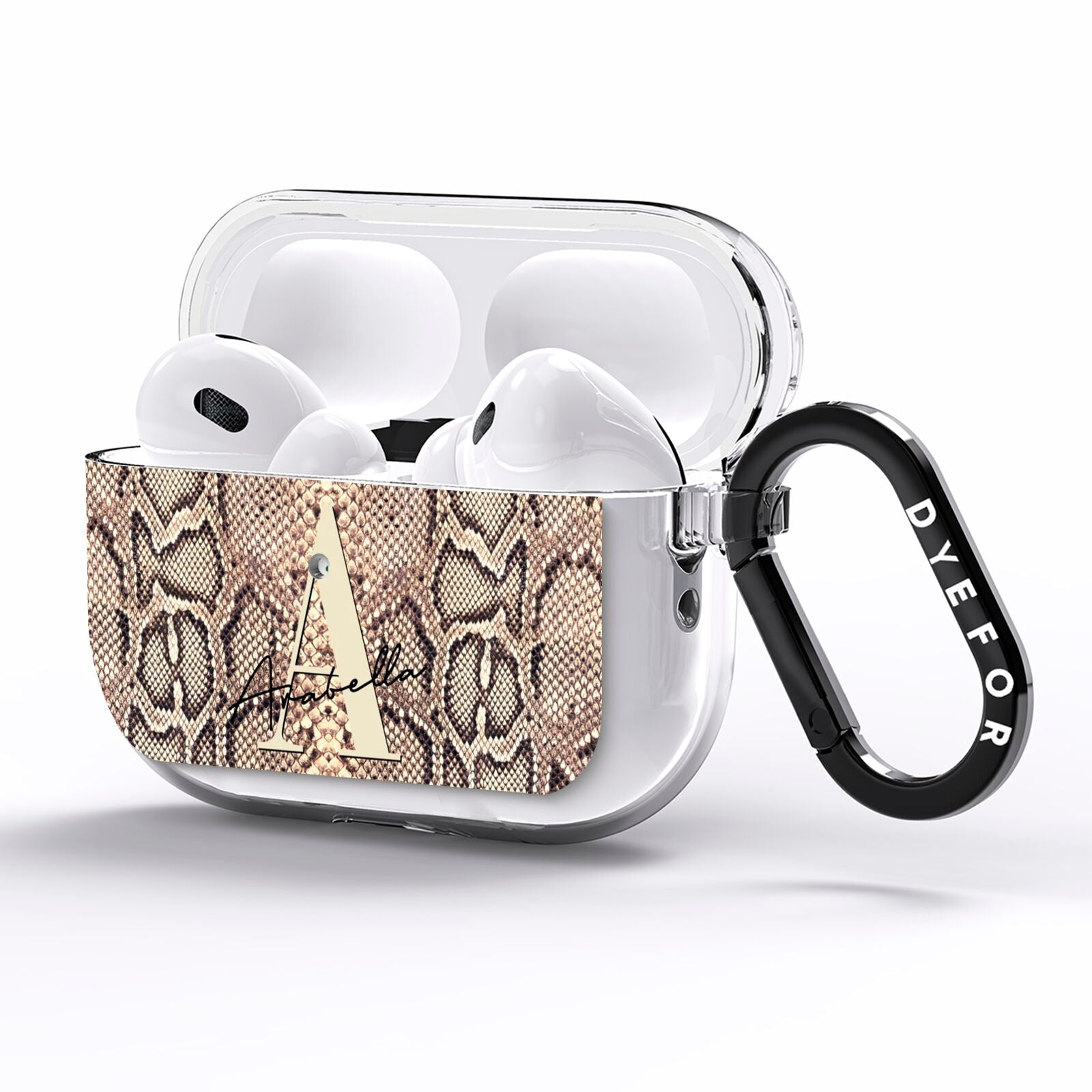 Personalised Snake Skin Effect AirPods Pro Clear Case Side Image