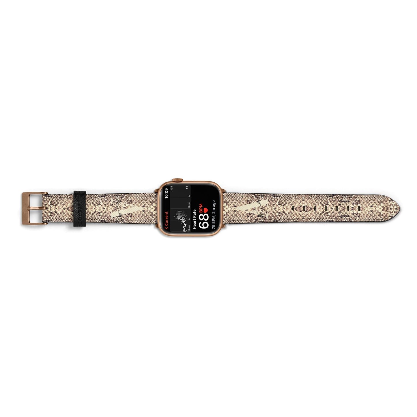 Personalised Snake Skin Effect Apple Watch Strap Size 38mm Landscape Image Gold Hardware