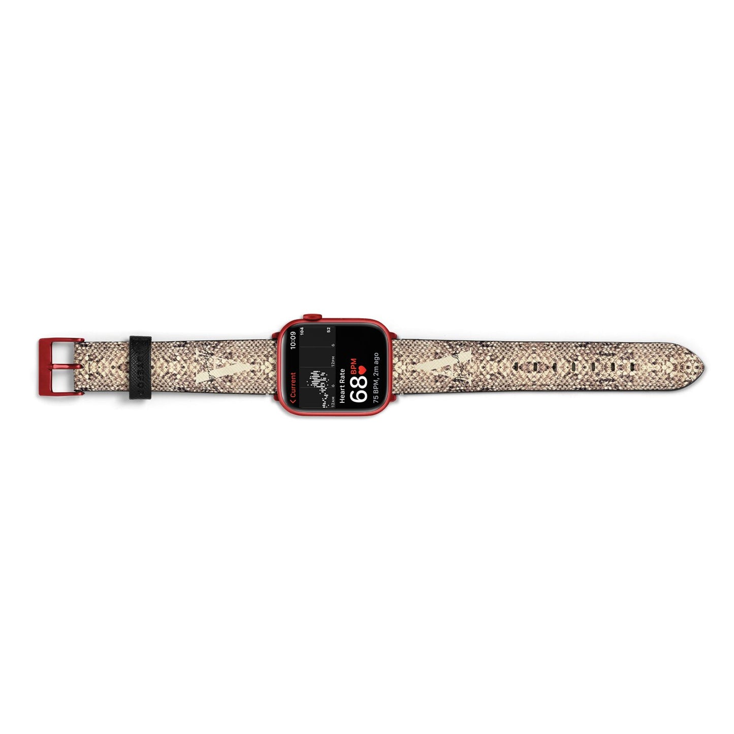Personalised Snake Skin Effect Apple Watch Strap Size 38mm Landscape Image Red Hardware