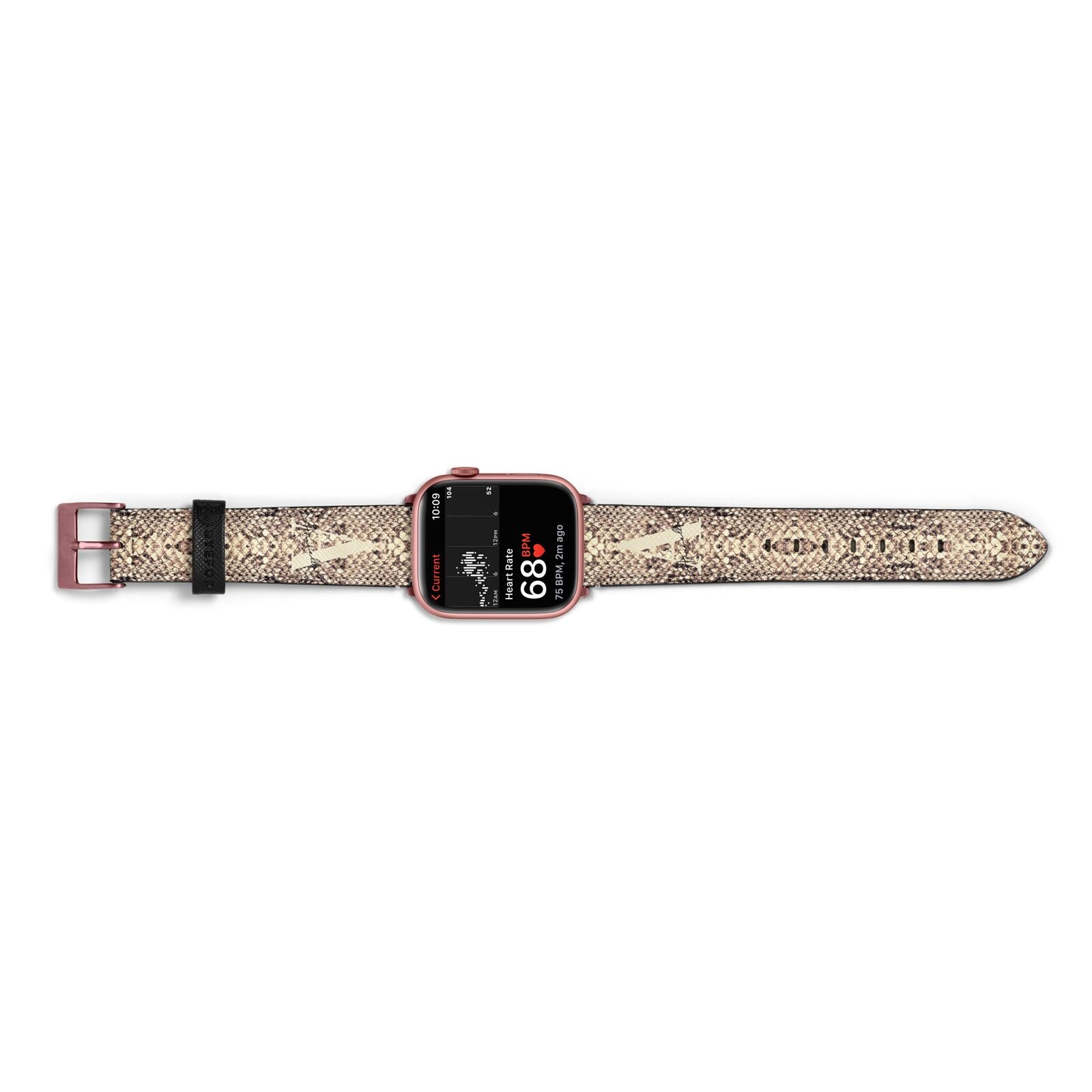 Personalised Snake Skin Effect Apple Watch Strap Size 38mm Landscape Image Rose Gold Hardware