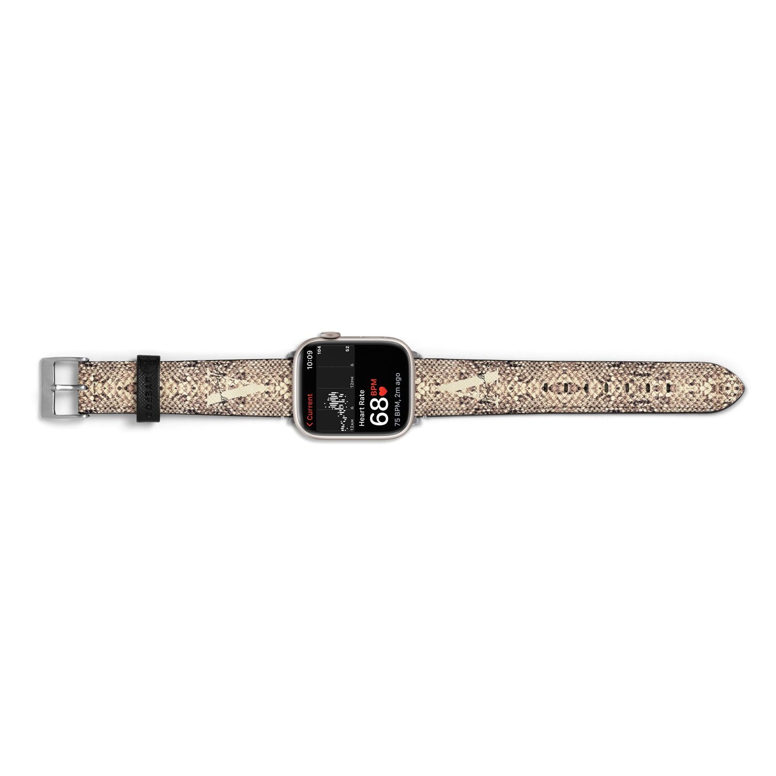 Personalised Snake Skin Effect Apple Watch Strap Size 38mm Landscape Image Silver Hardware