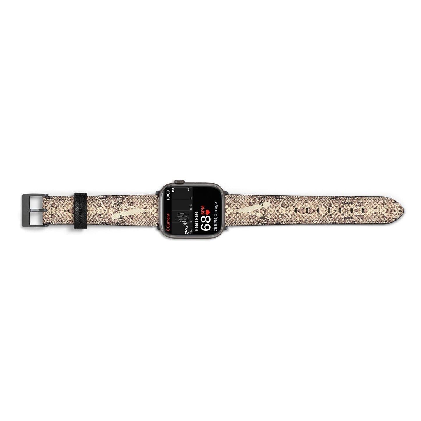Personalised Snake Skin Effect Apple Watch Strap Size 38mm Landscape Image Space Grey Hardware
