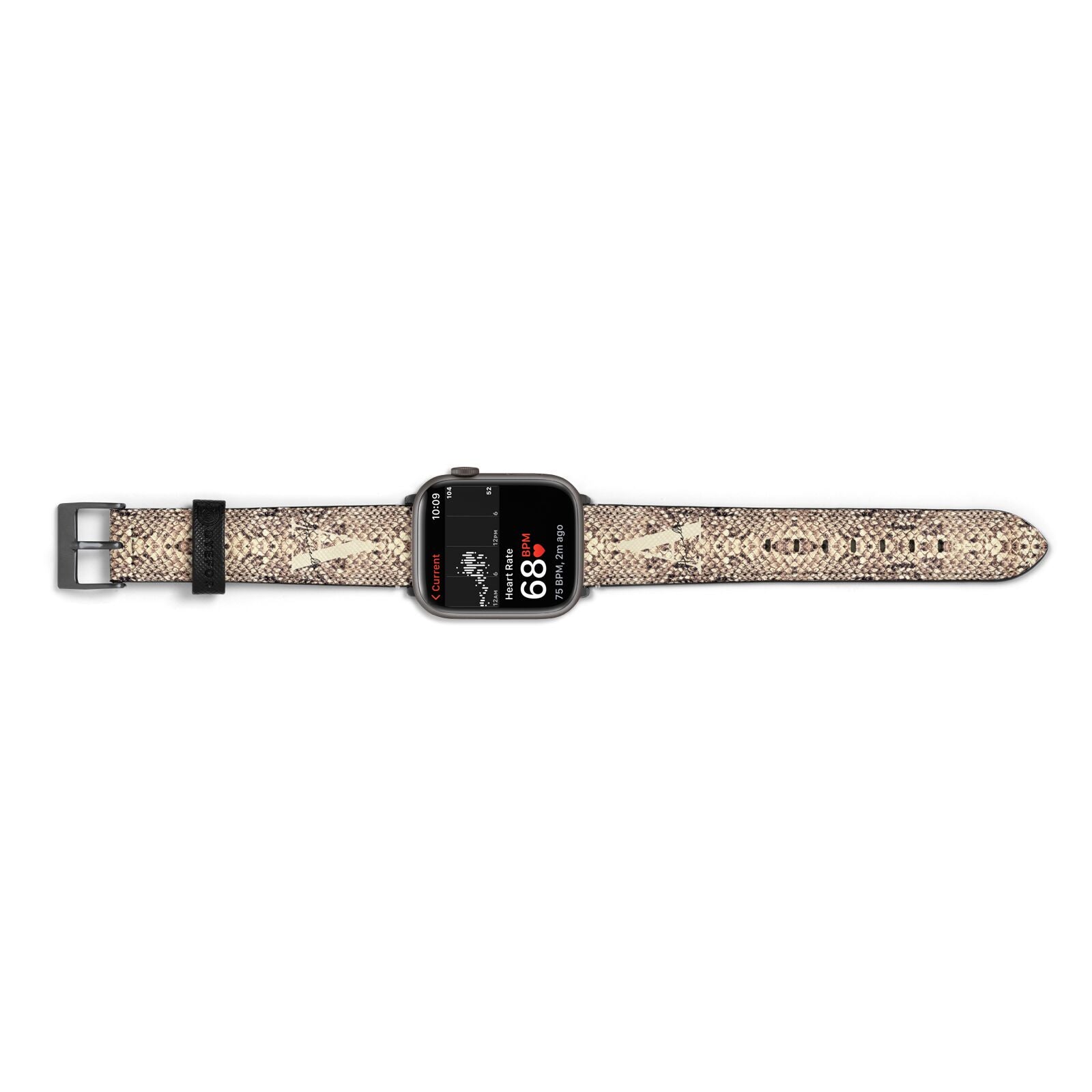 Personalised Snake Skin Effect Apple Watch Strap Size 38mm Landscape Image Space Grey Hardware
