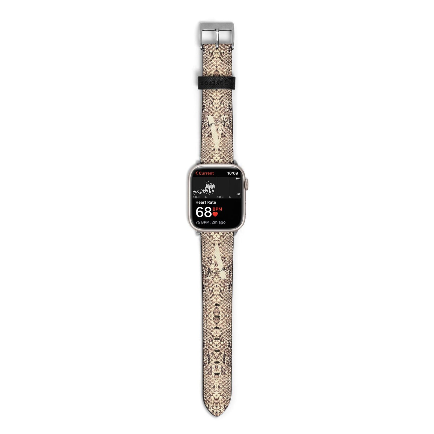 Personalised Snake Skin Effect Apple Watch Strap Size 38mm with Silver Hardware