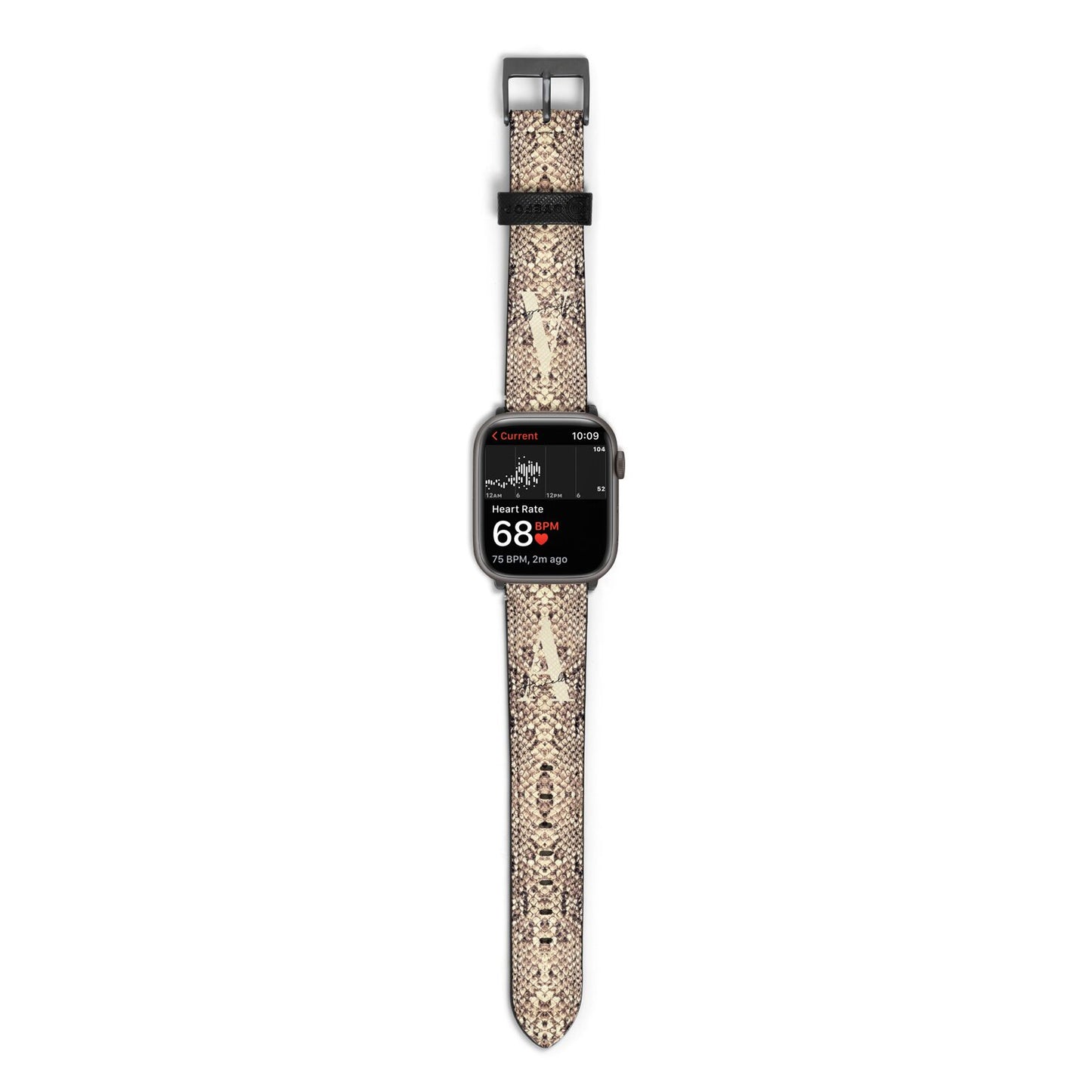 Personalised Snake Skin Effect Apple Watch Strap Size 38mm with Space Grey Hardware