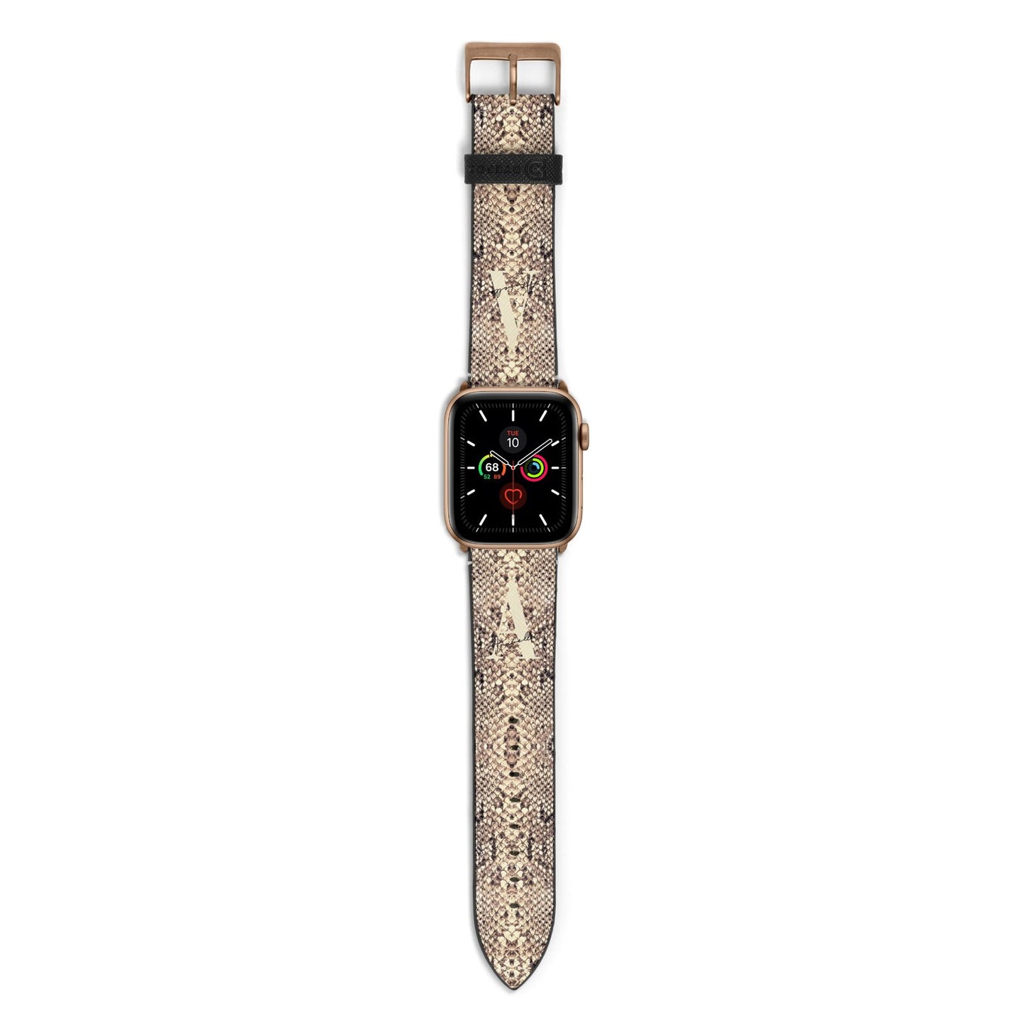 Personalised Snake Skin Effect Apple Watch Strap with Gold Hardware